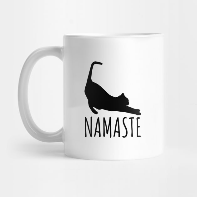 Namaste Stretching Cat Yoga Funny Yoga Tee Shirt by RedYolk